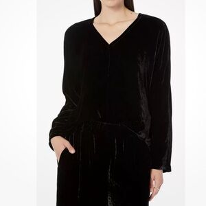 Eileen Fisher Black Silk/viscose ribbed Velvet Blouse Size XL